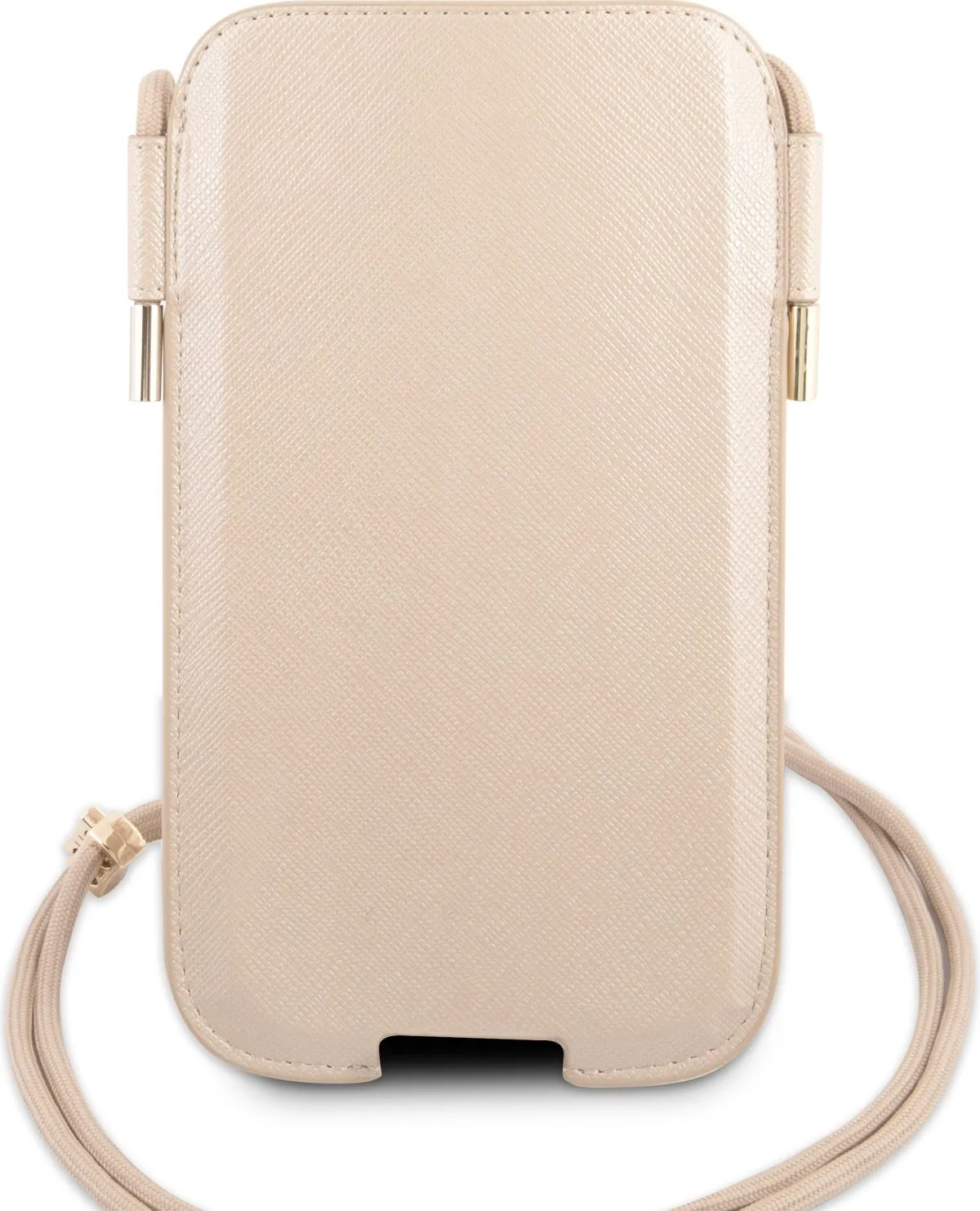 Guess Saffiano Classic Pouch Case with Cord for iPhone 12 / 12 Pro ( 6.1 ) - Gold