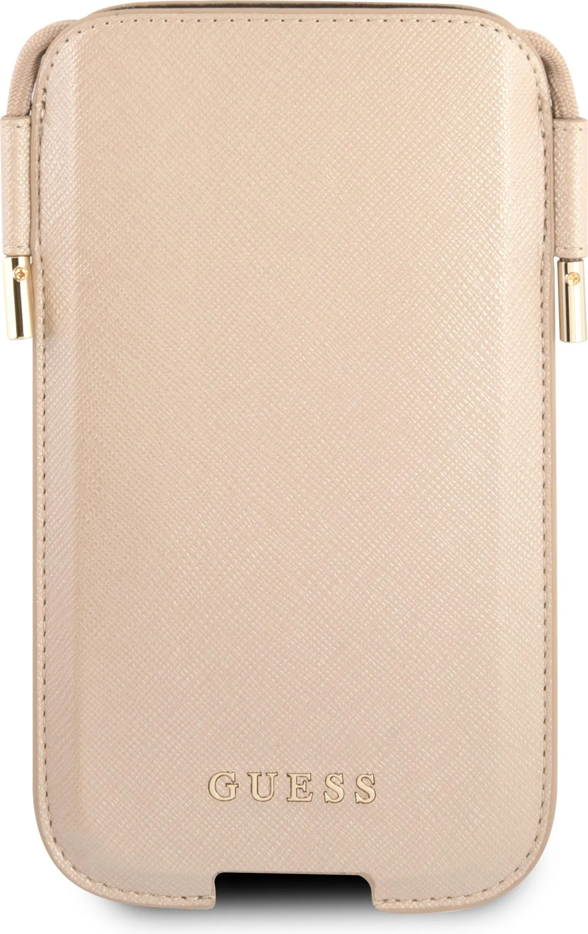 Guess Saffiano Classic Pouch Case with Cord for iPhone 12 / 12 Pro ( 6.1 ) - Gold