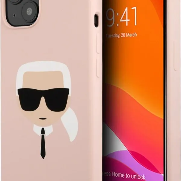 Karl Lagerfeld Liquid Silicone Case Karl Head For iPhone 13 (6.1) - Light Pink