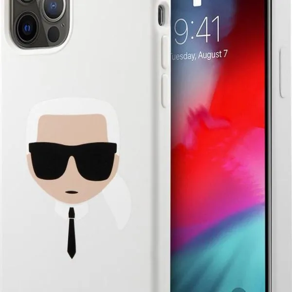 Karl Lagerfeld Liquid Silicone Case Karl's Head for Apple iPhone 12 Pro Max - White