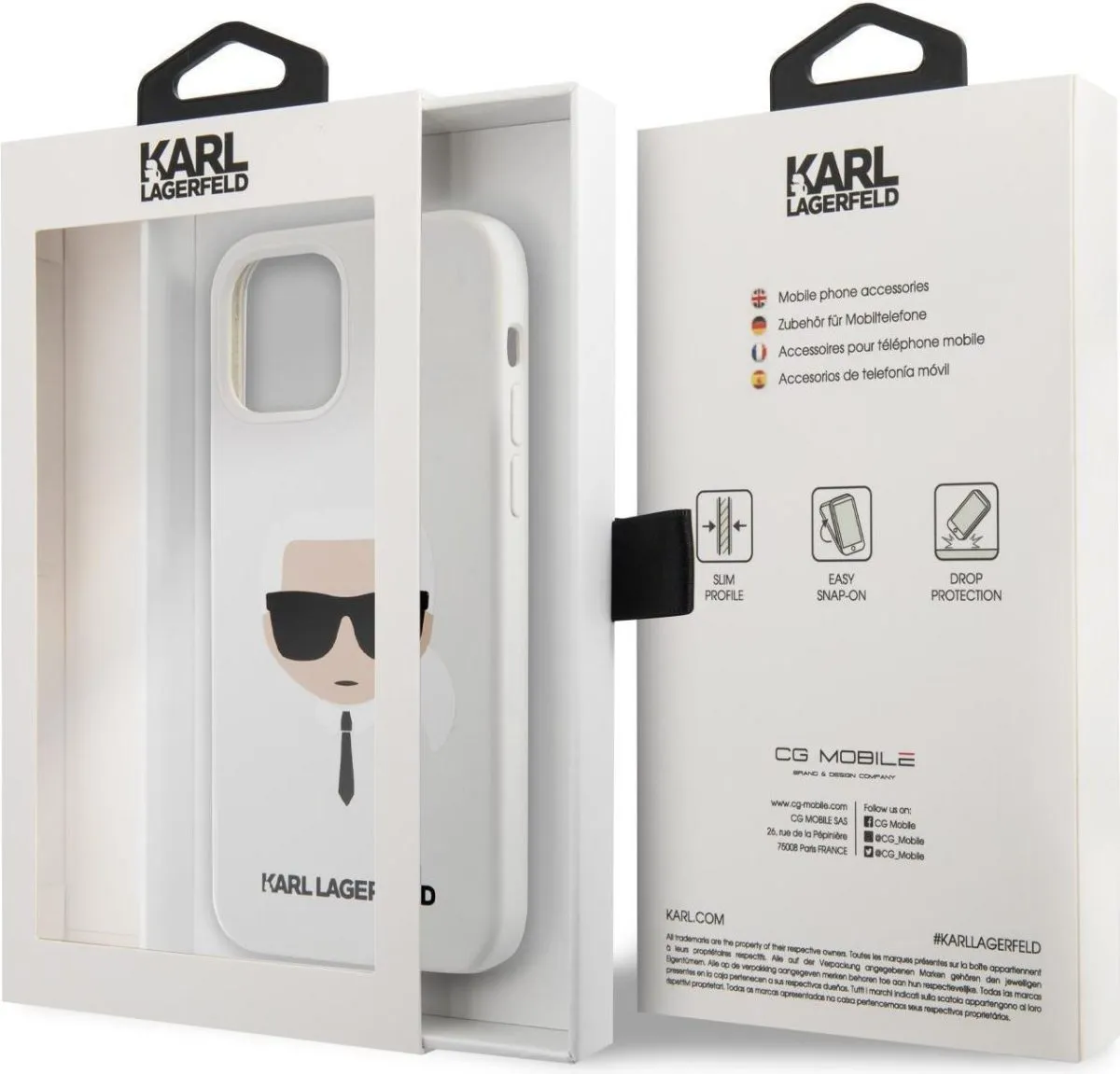Karl Lagerfeld Liquid Silicone Case Karl's Head for Apple iPhone 12 Pro Max - White