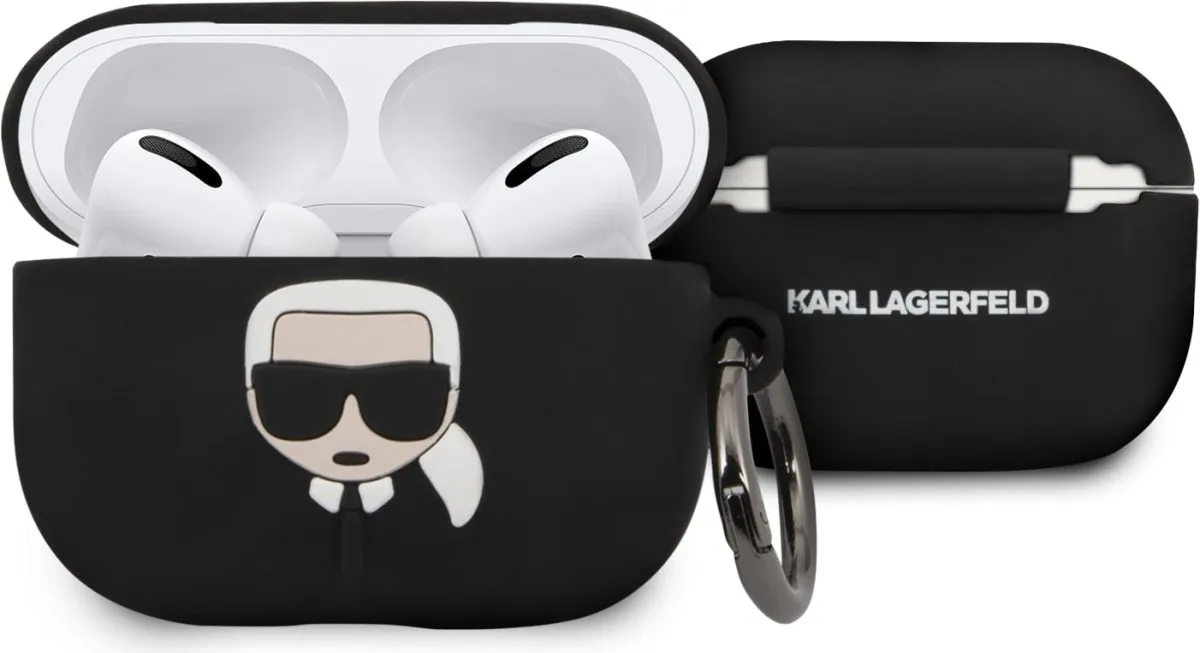 Karl Lagerfeld Silicone Case with Ring for Airpods Pro - Black