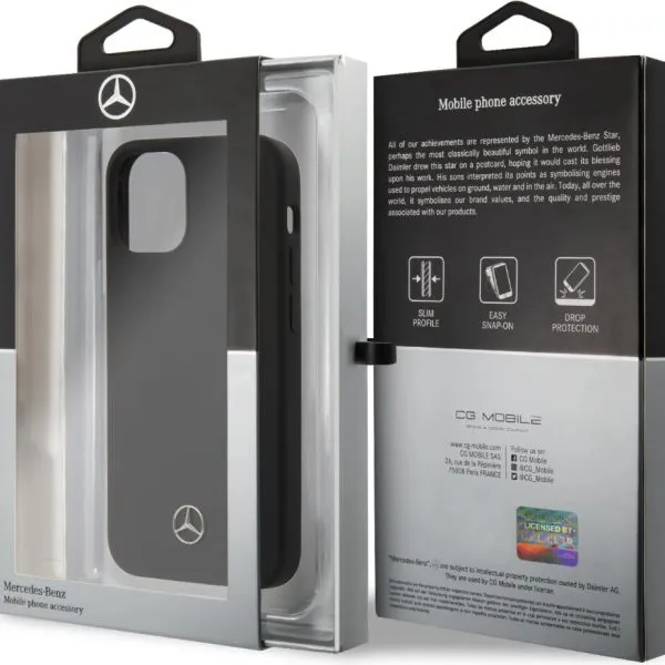 Mercedes-Benz Liquid Silicone Case with Microfiber Lining for iPhone 12 - Black