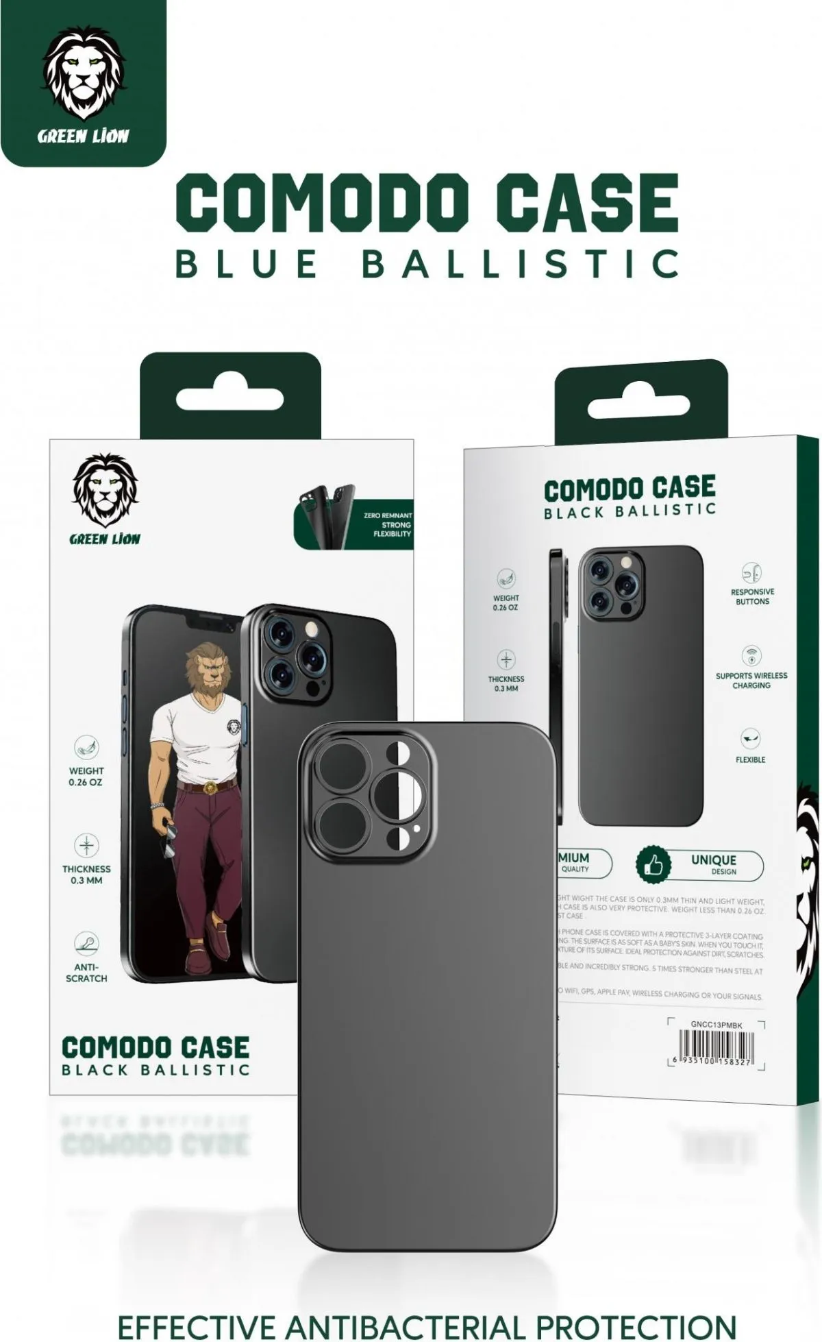 Green Comodo Case for iPhone 13 Pro 6.1 Black