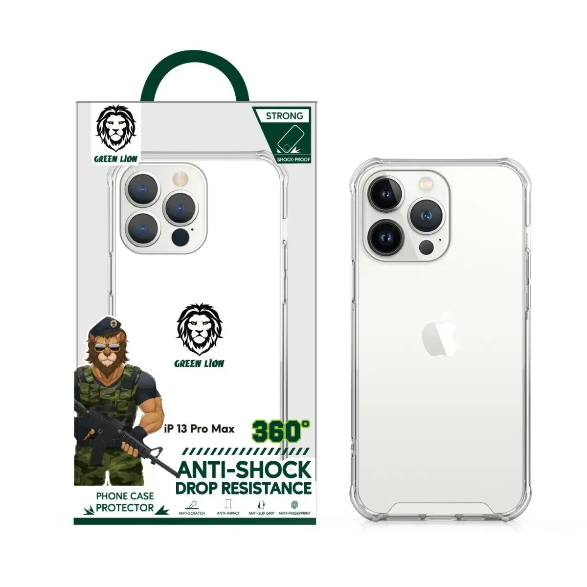 Green Anti-Shock Case for iPhone 13 Pro Max Clear - ( 6.7 )