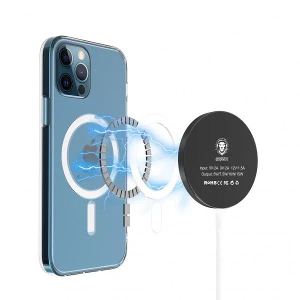 Green 360° Anti-Shock Creative Magnetic Case for iPhone 13 Pro Max 6.7 - Clear