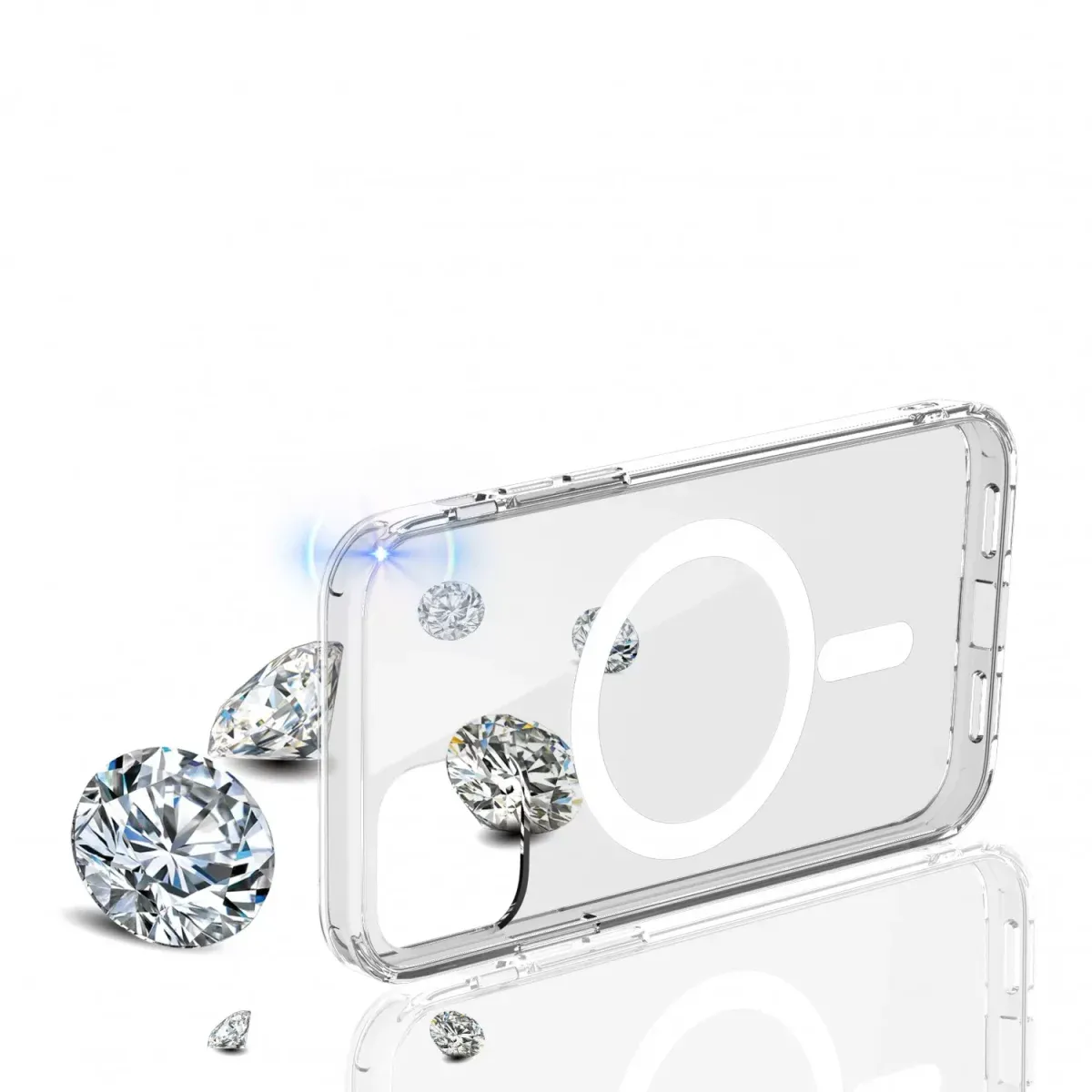 Green 360° Anti-Shock Creative Magnetic Case for iPhone 13 Pro Max 6.7 - Clear