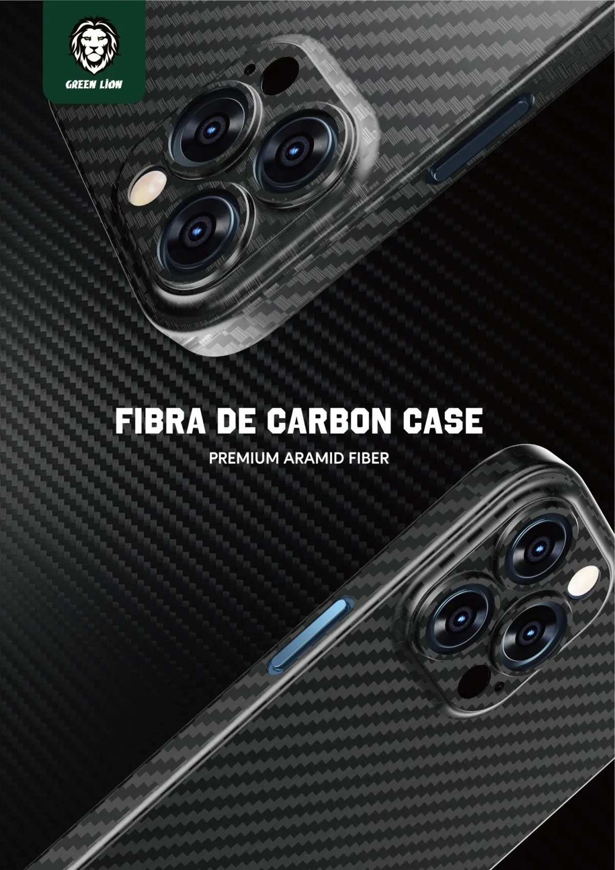 Green Fibra de Carbon Case for iPhone 13 Pro Max 6.7 - Black