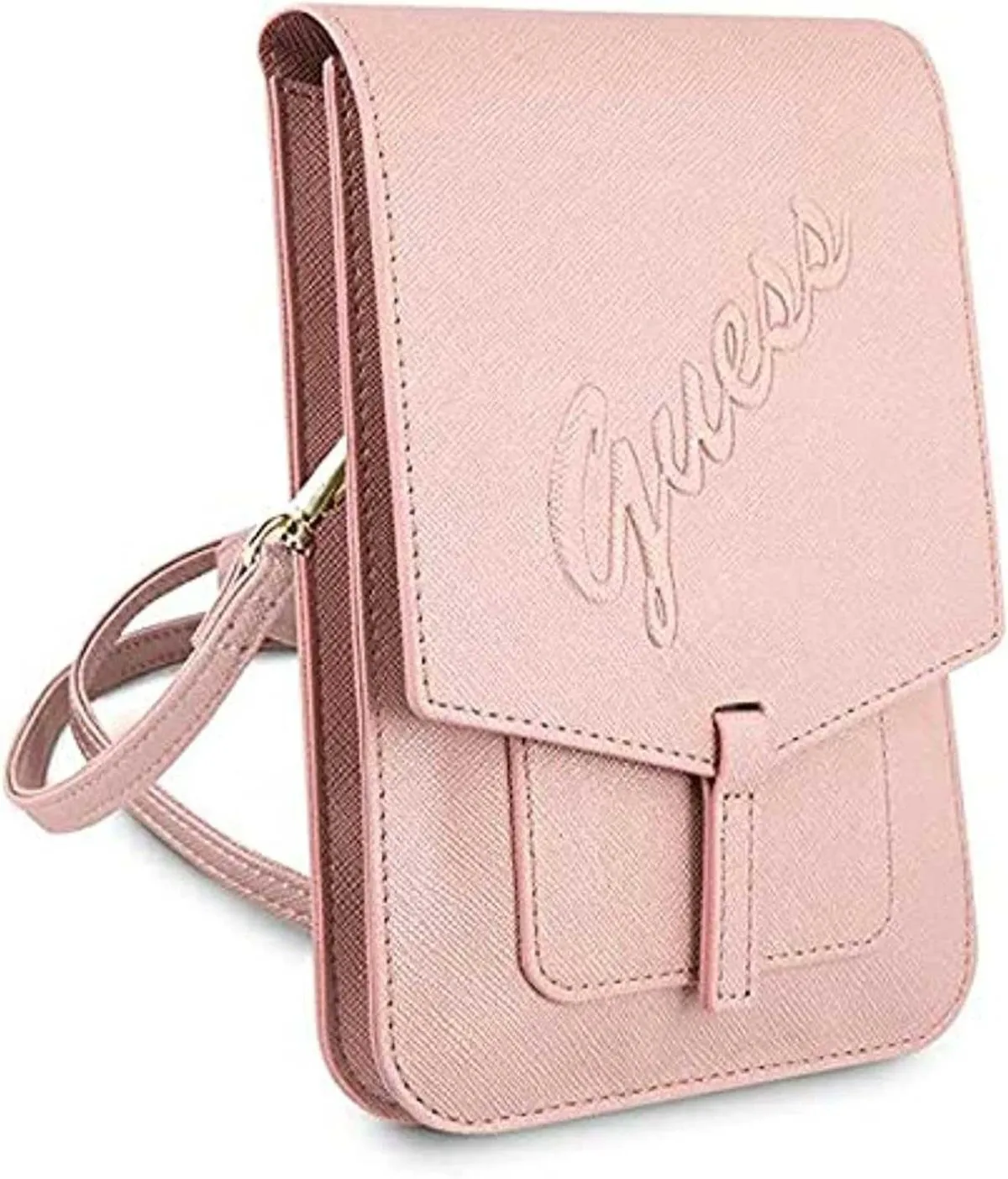 Guess PU Saffiano Script Wallet Bag - Pink