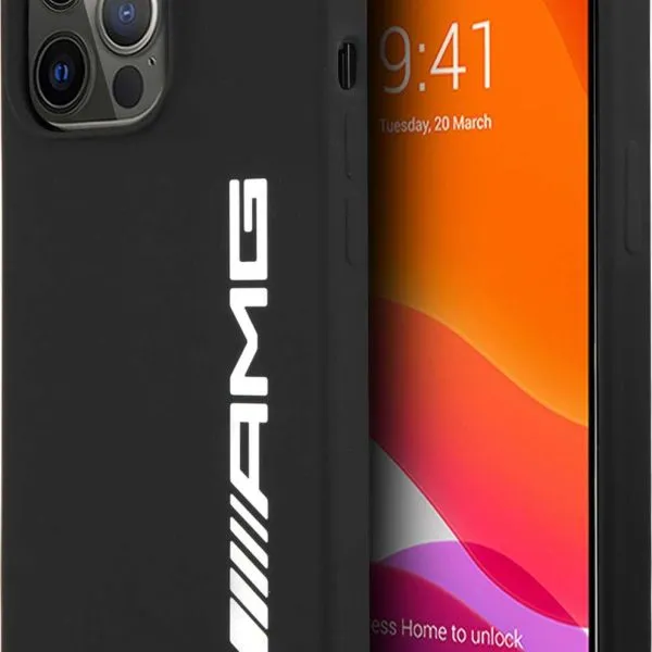 AMG Liquid Silicone Case With Big Logo For iPhone 13 Pro Max (6.7") - Black/White