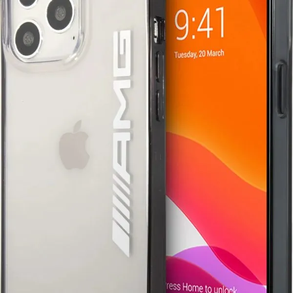 AMG PU Hard Case With Black Matte TPU Rim For iPhone 13 Pro Max (6.7") - Transparent