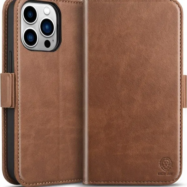 Green 2 in 1 Magsafe Leather Wallet Case for iPhone 13 Pro ( 6.1" ) - Brown