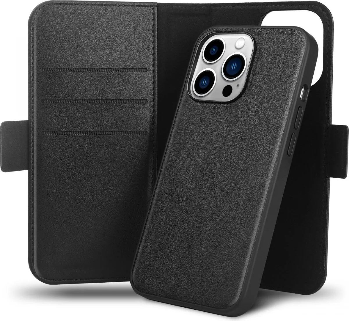 Green 2 in 1 Magsafe Leather Wallet Case for iPhone 13 Pro Max ( 6.7" ) - Black