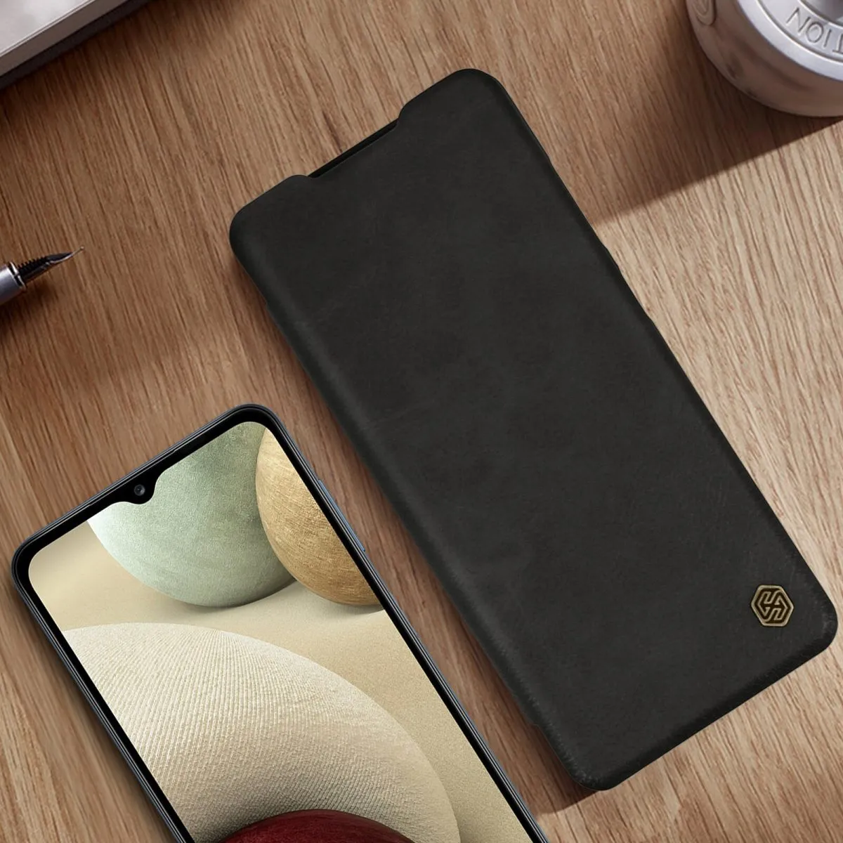 Nilkin Qin Leather Case Black for Samsung Galaxy A12