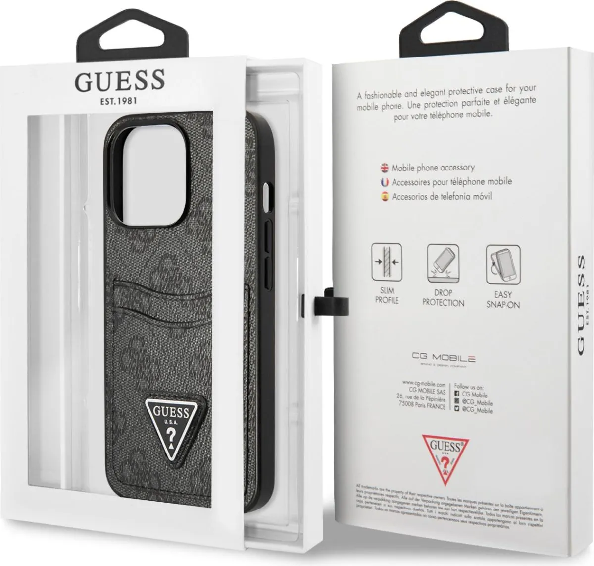 Guess 4G Double Card Triangle Hard Case for iPhone 13 Pro Max - Black
