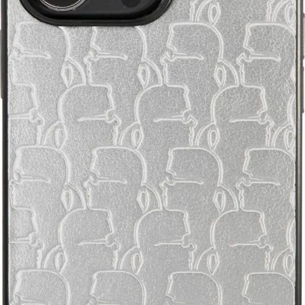 Karl Lagerfeld PU Leather Kameo Embossed Pattern with Plague Hard Case for iPhone 13 pro Max