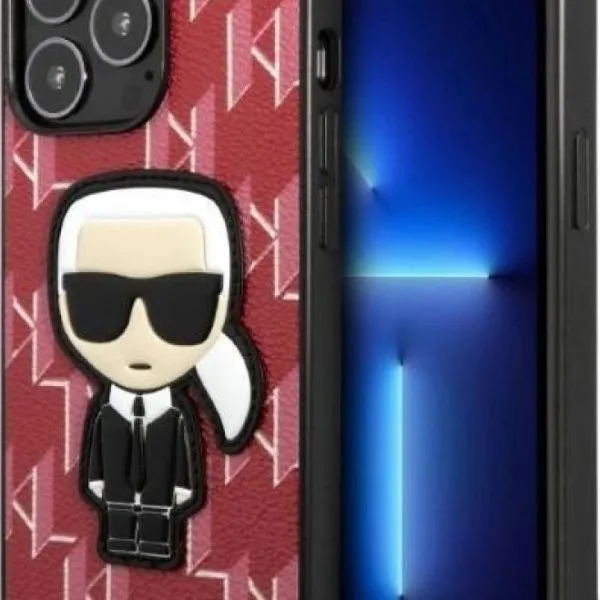 Karl Lagerfeld PU Monogram with Ikonik Stitched Patch Hard Case for iPhone 13 Pro Max