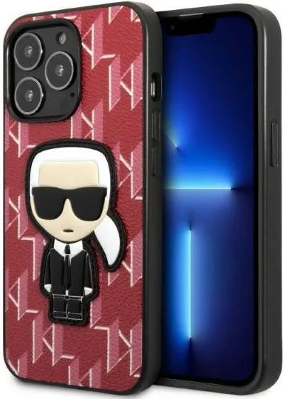 Karl Lagerfeld PU Leather Monogramm Pattern with Pleague Hard Red For Iphone 13 Pro