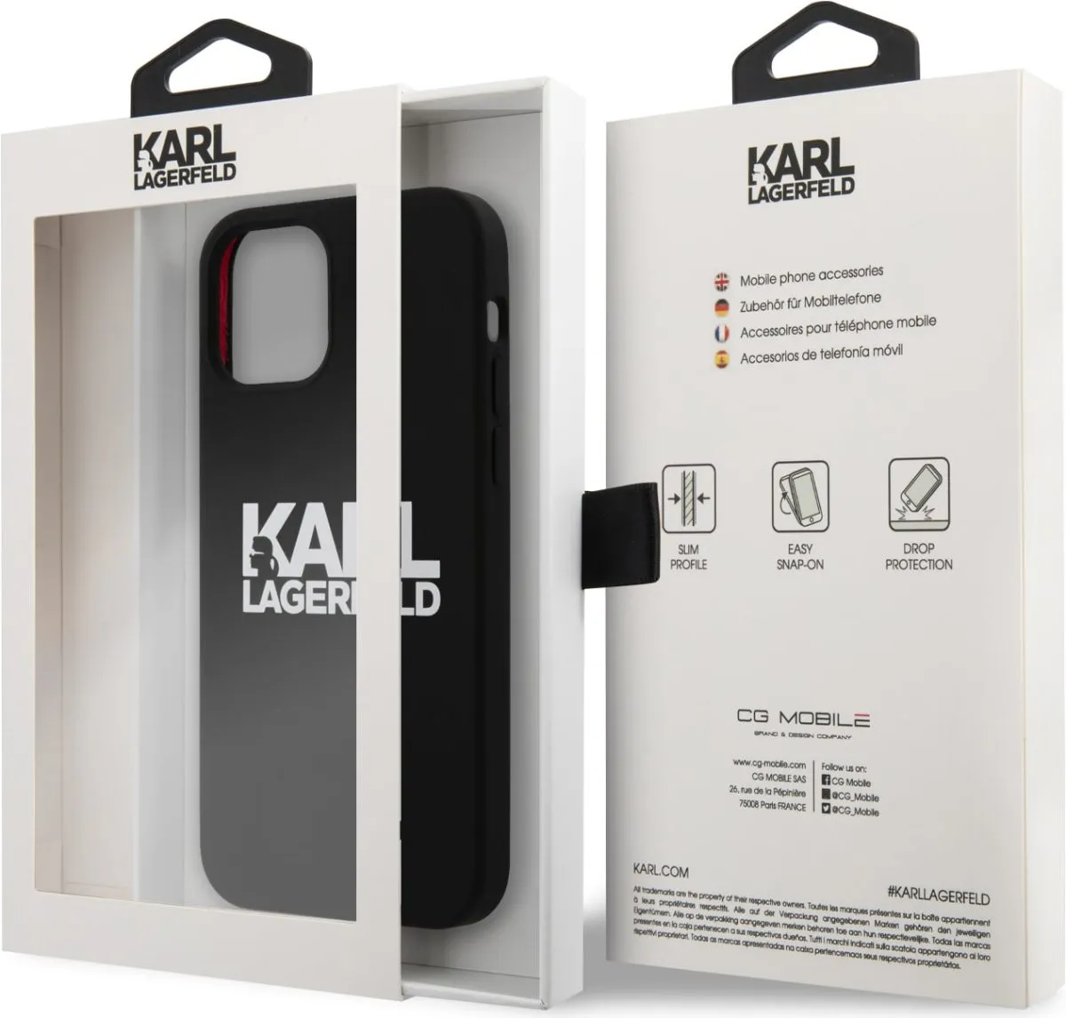 Karl Lagerfeld Liquid Silicone Case Stack Logo For iPhone 13 (6.1") - Bla