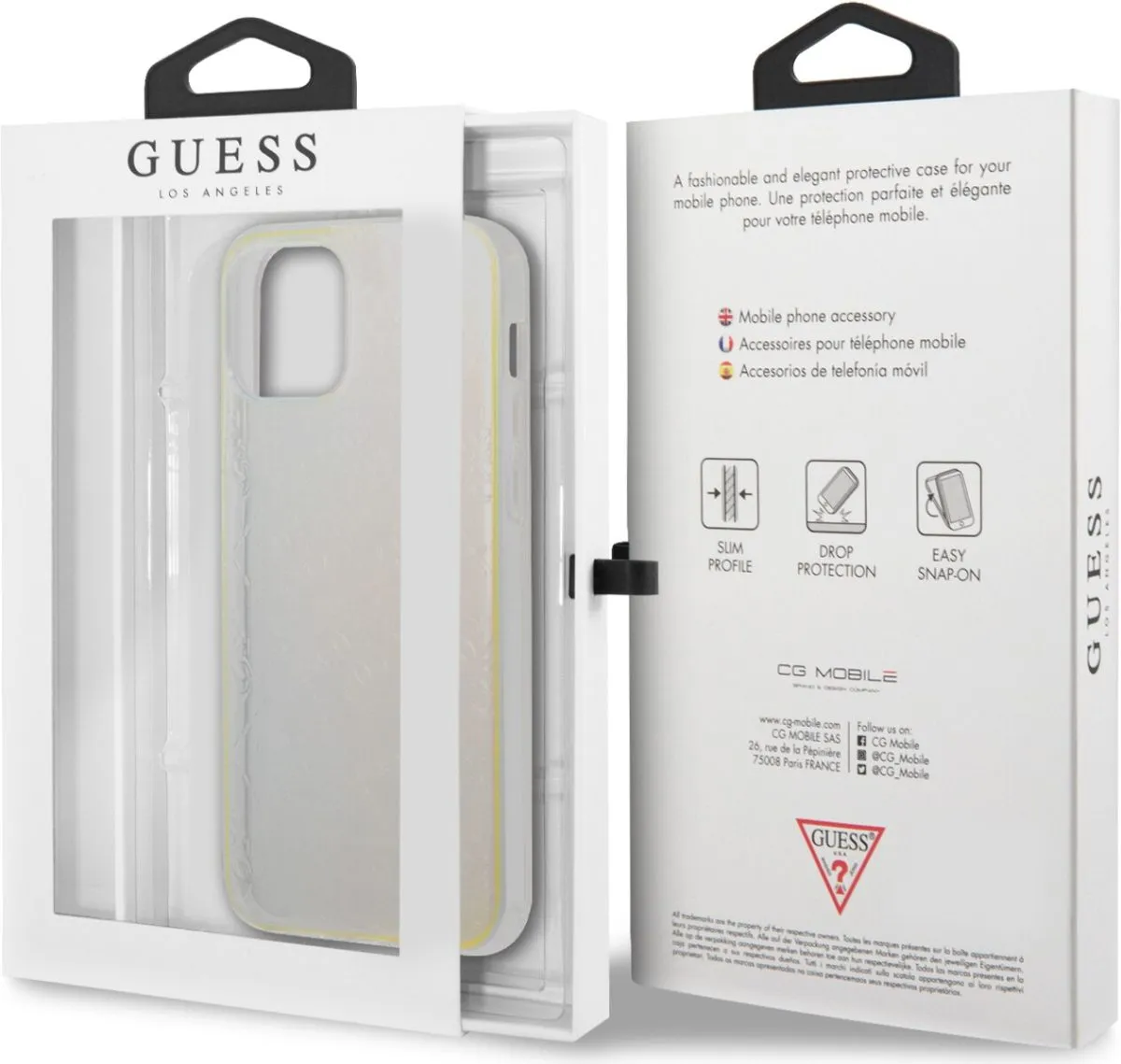 Guess 3D Raised Case für Apple iPhone 12, 12 Pro - clear