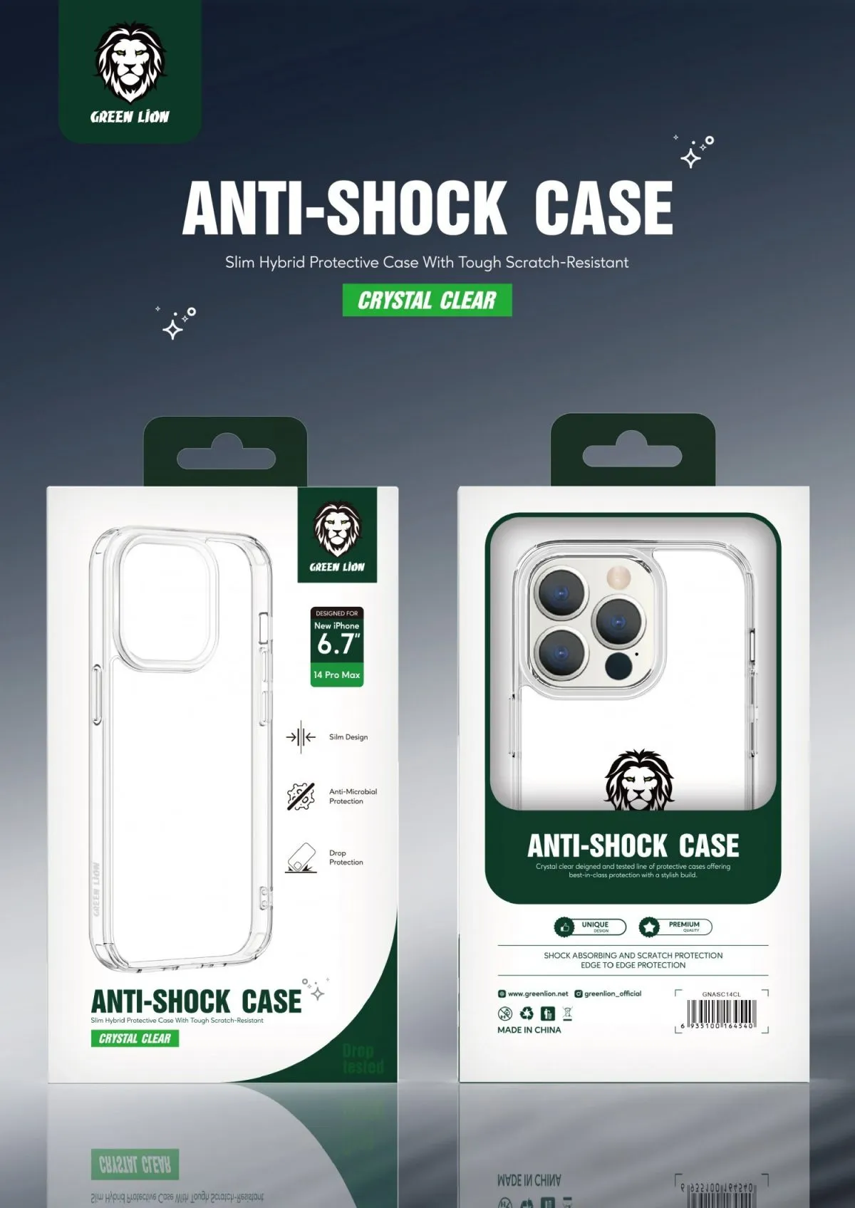 Green Lion 360° Anti-Shock Creative Magnetic Case for iPhone 14 Pro (6.1)