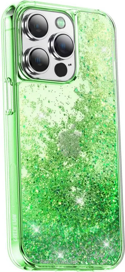 Green Lion Happiness 3D Glitter Resin Case for iPhone 14 Pro (6.1)