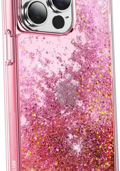 Green Lion Happiness 3D Glitter Resin Case for iPhone 14 Max (6.7) - Pink