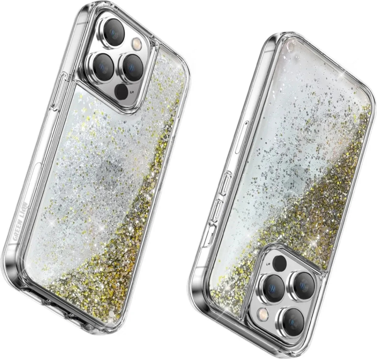 Green Lion Glitter Resin Case Shock-Proof for iPhone 14 Pro Max