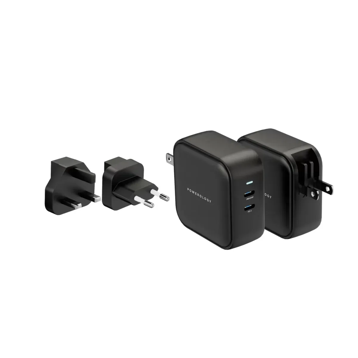 Powerology Dual Port PD GaN Wall Charger 65W - Black