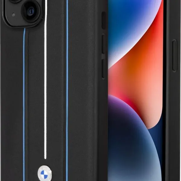 BMW Signature Collection Genuine Leather Case With Hot Stamp Lines For iPhone 14 Plus