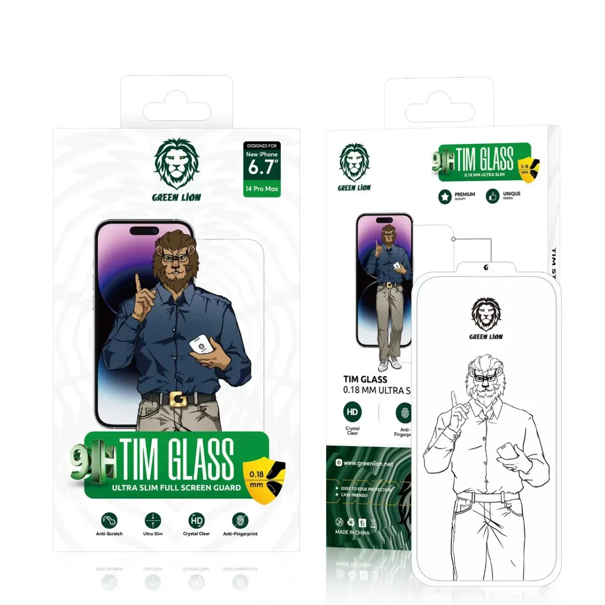 Green Lion 9H Tim Glass Ultra-Slim Full Screen Guard 0.18mm for iPhone 14 Pro Max (
