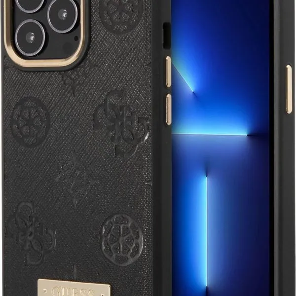 Guess Magsafe 4G Peony PU Case With Metal Plate Logo For iPhone 14 Pro Max
