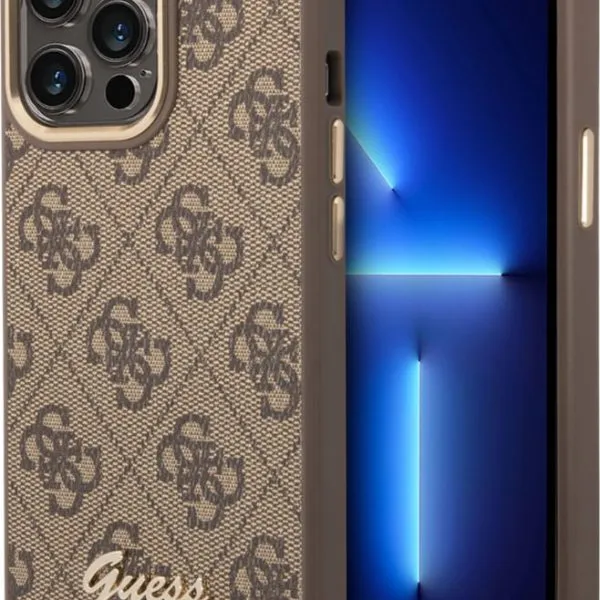 Guess PC/TPU 4G PU Case With Metal Camera Outline & Buttons For iPhone 14 Pro Max