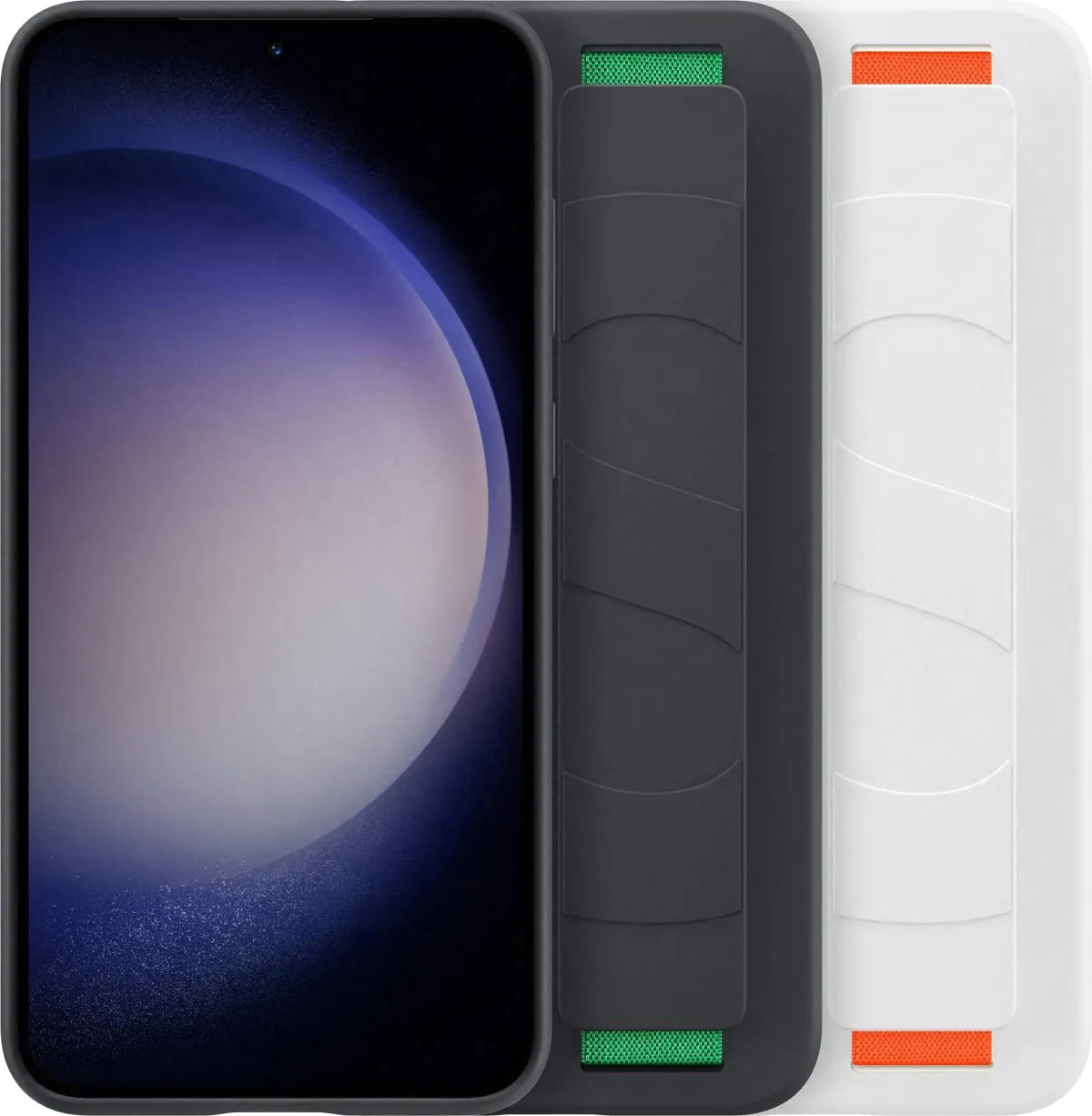 Samsung Silicone Grip Cover Case für Samsung Galaxy S23+ Silikonhülle mit Handschlaufe weiß (EF-GS916TWEGWW)