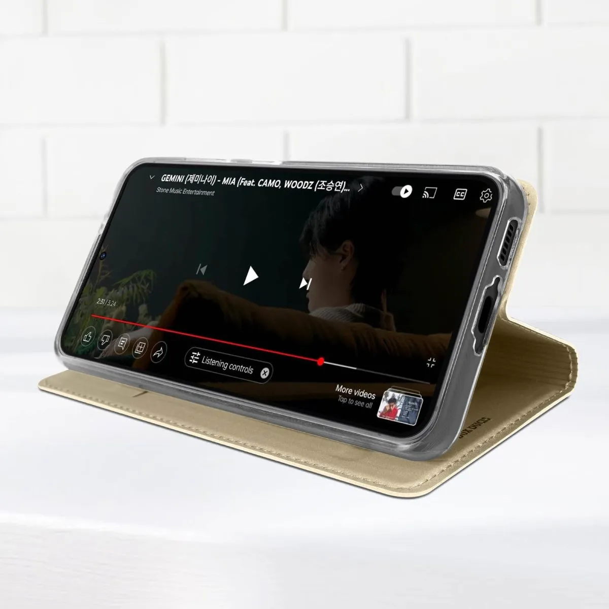 Dux Ducis Skin Pro Hülle für Samsung Galaxy S23 Flip Card Wallet Stand Gold