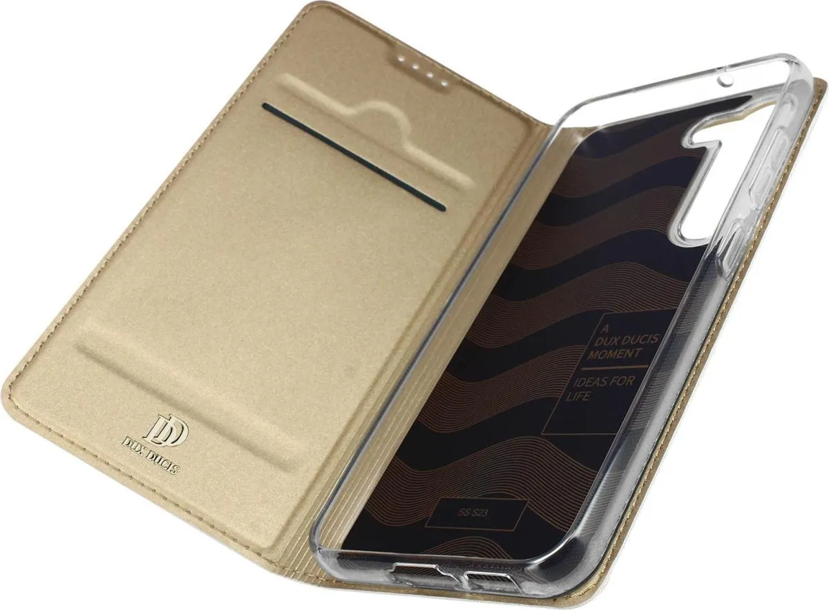 Dux Ducis Skin Pro Hülle für Samsung Galaxy S23 Flip Card Wallet Stand Gold