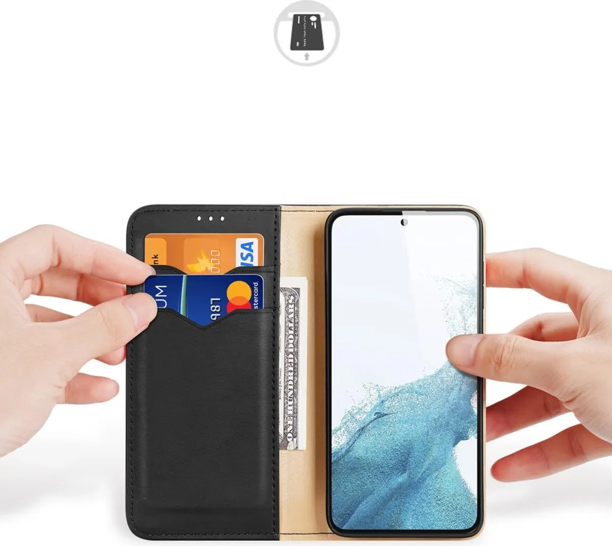 Dux Ducis Hivo Hülle Samsung Galaxy S23+ Flip Case Wallet Stand RFID Blocker schwarz