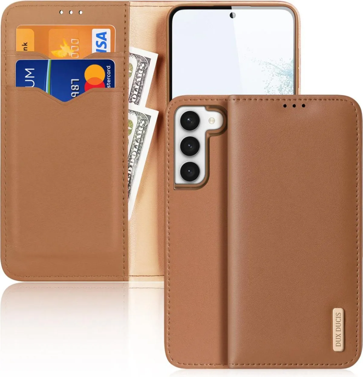 Dux Ducis Hivo Hülle Samsung Galaxy S23+ Flip Cover Wallet Stand RFID Blocking braun
