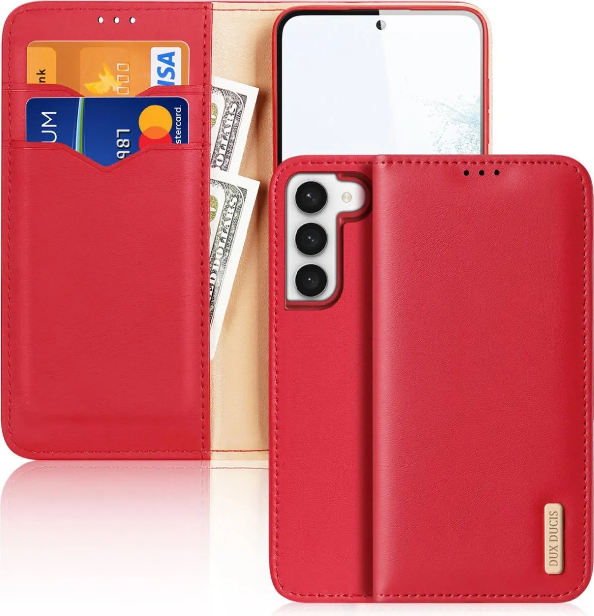 Dux Ducis Hivo Hülle Samsung Galaxy S23+ Flip Cover Wallet Stand RFID blockierend rot