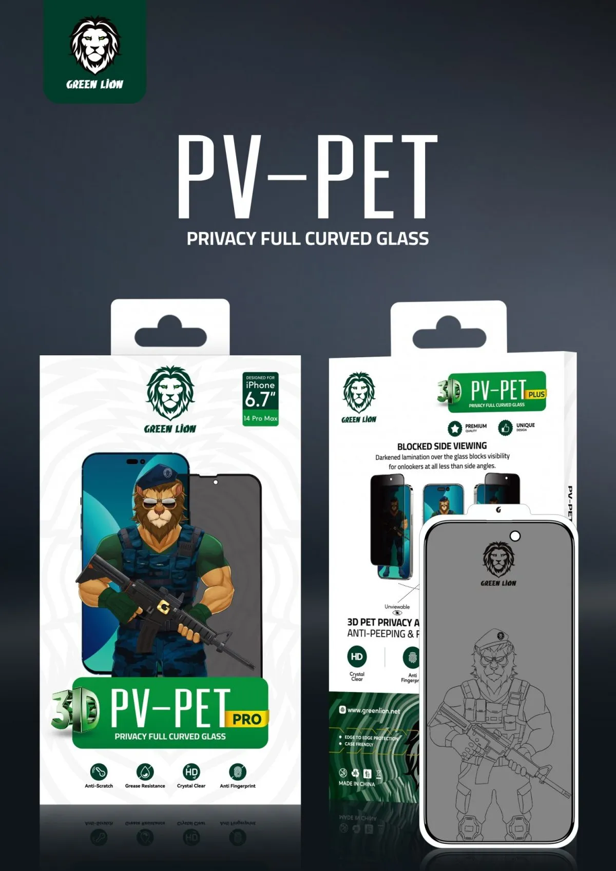 Green Lion 3D PET Privacy Glass Screen Protector for iPhone 14 ( 6.1 )