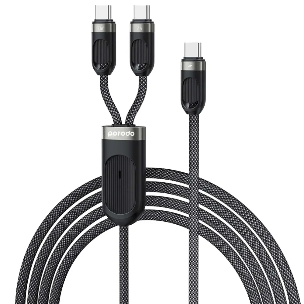 Porodo 2in1 Typ C Kabel 1.2M - Schwarz