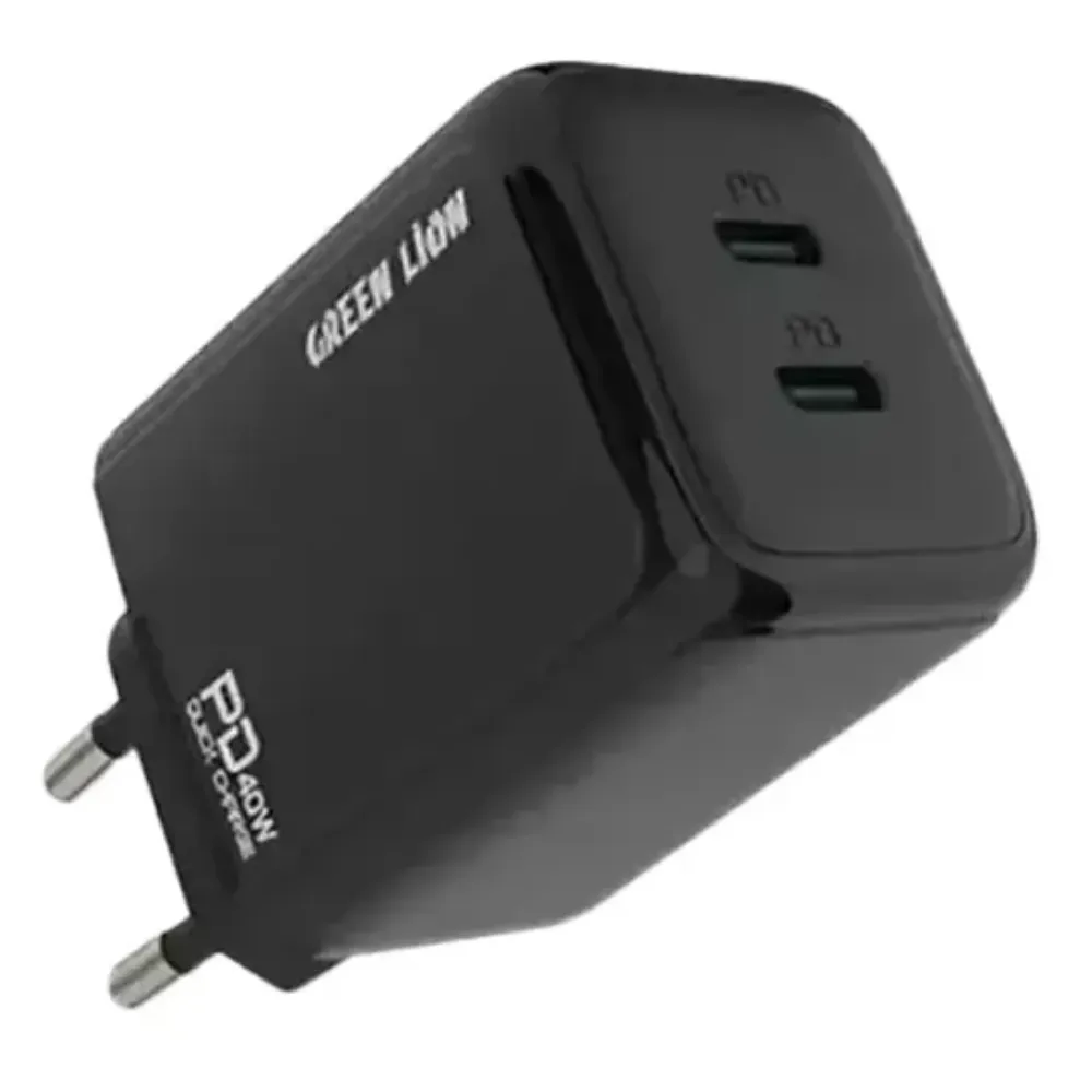 Green Lion 40W Dual PD Wandladegerät - Schwarz