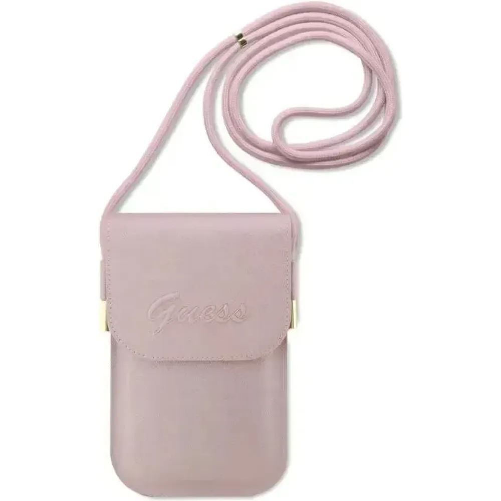Guess Saffiano Handytasche mit geprägtem Logo - Rosa