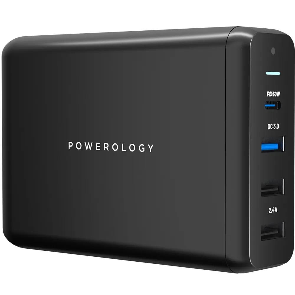 Powerology 4 Port Schnelllade Ladegerät 75w - Schwarz