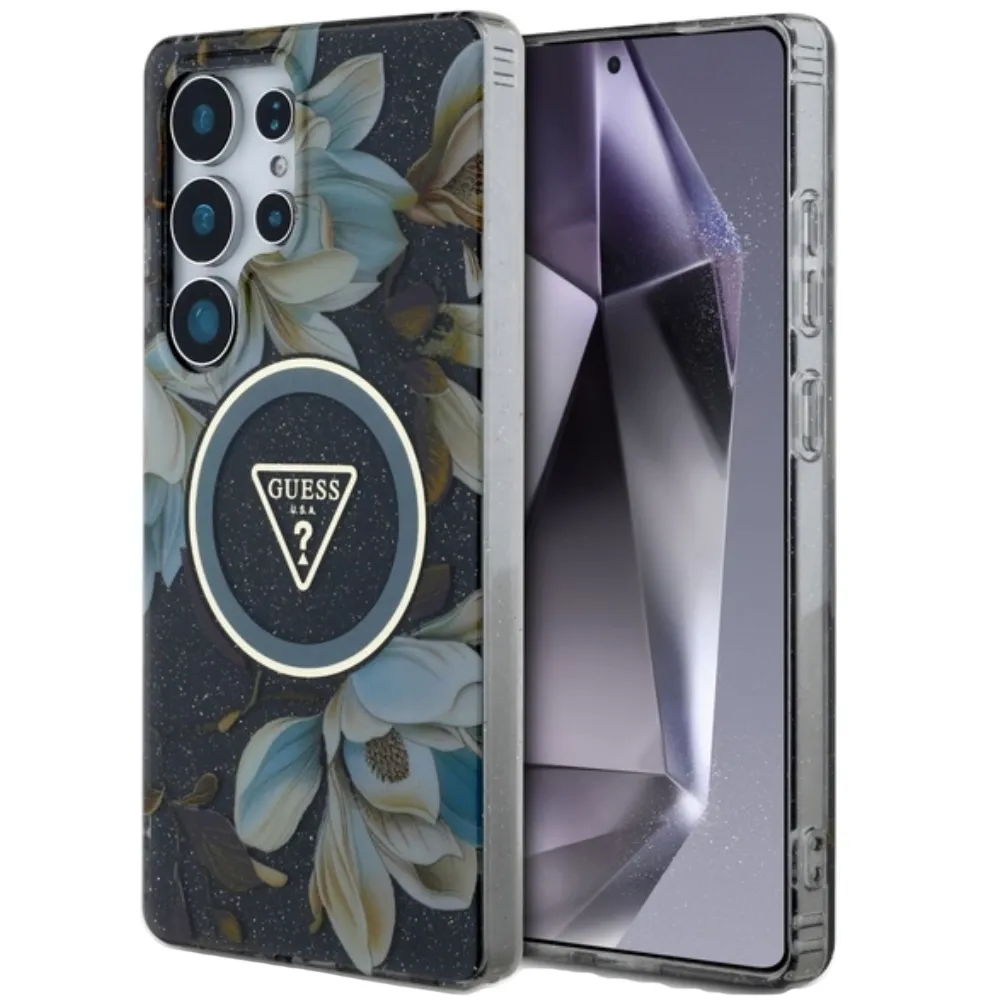 Guess Glitter MagSafe Case für Samsung Galaxy S25 Ultra - Schwarz