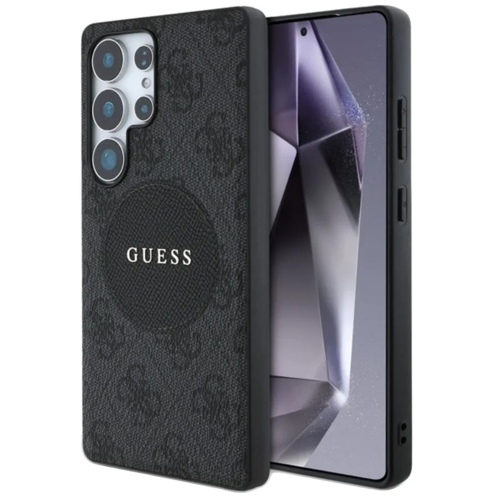 Guess Round Patch Classic Logo Hülle für Samsung Galaxy S25 Ultra - Schwarz