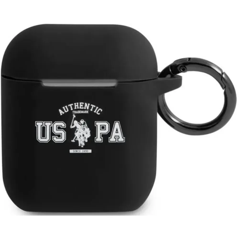 US Polo Silikon Uspa Authentisches Etui für Airpods 1/2 - Schwarz
