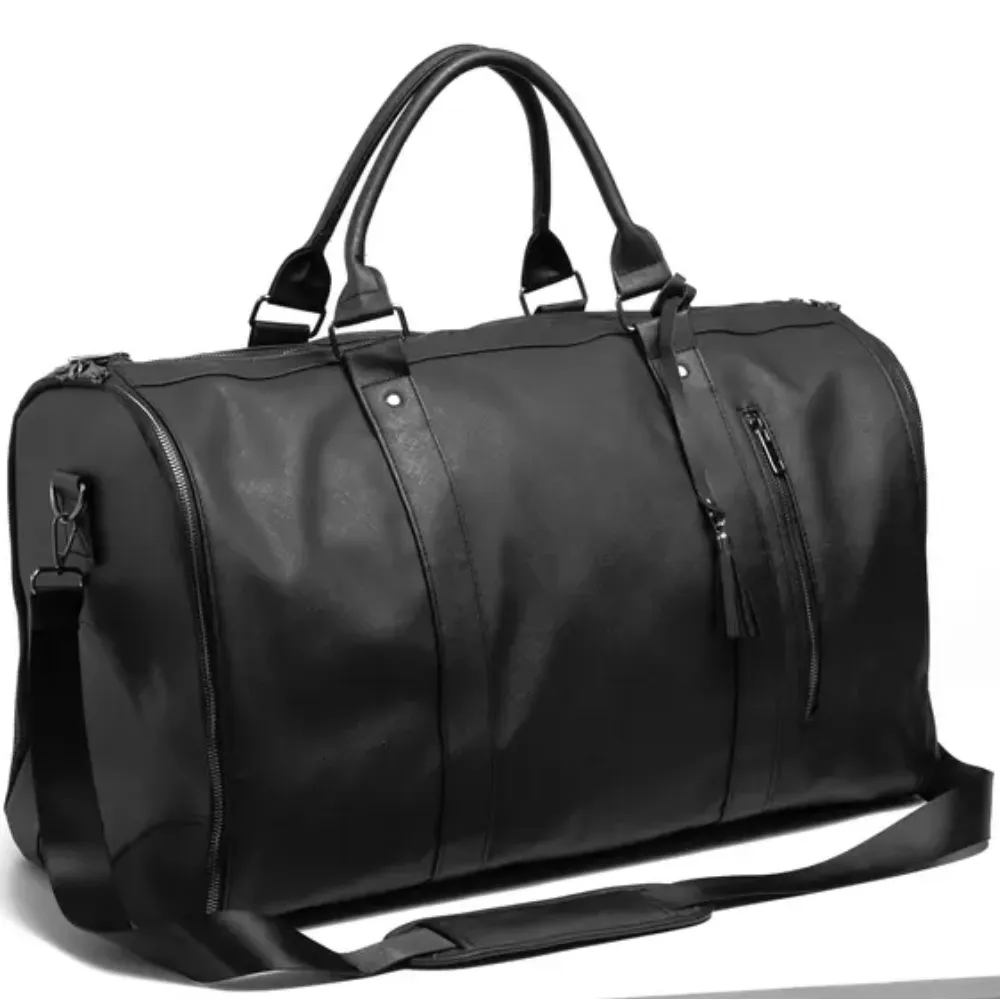Levelo AllInStyle Reisetasche aus Saffiano Leder - Schwarz