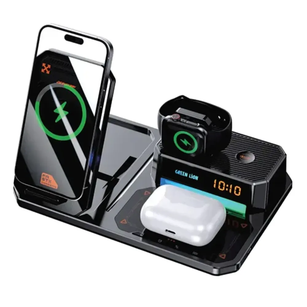 Green Lion 6 in 1 Multifunktions Wireless Ladegerät - Schwarz