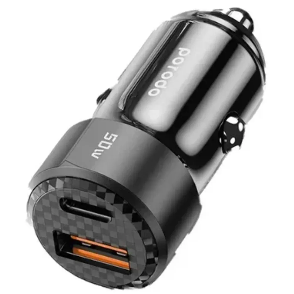 Porodo Dual Port Autoladegerät 50W PD QC - Schwarz